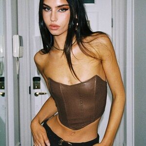 Princess Polly Brown Faux Leather Crop Top NWOT